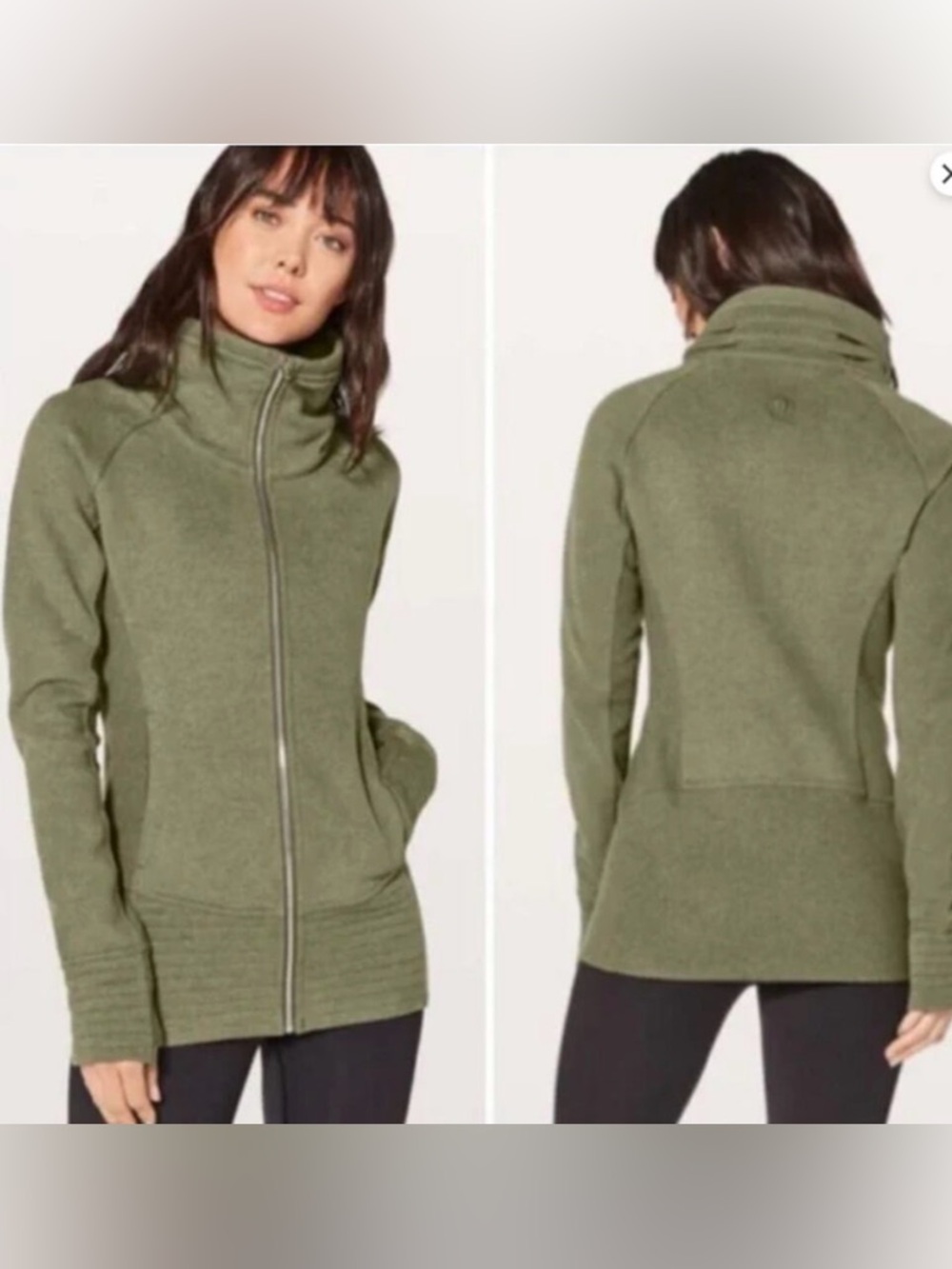 Lululemon Jacket Women Slim Fit 6 Heathered Green Radiant II Full Zip Fleece